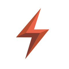 Red lightning bolt, geometric style on white, the concept of power