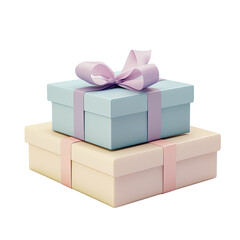 Naklejka premium Two pastel-colored gift boxes stacked, tied with ribbons