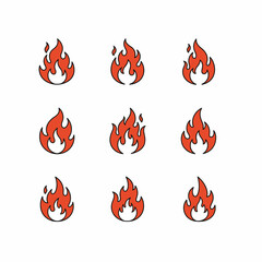  Fire Flame Icons Set