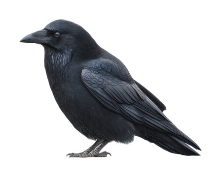 Detailed raven profile illustration with glossy feathers