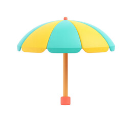 Obraz premium Colorful beach umbrella with yellow and blue stripes