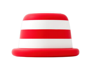 Fototapeta premium Red and white striped hat with curved brim