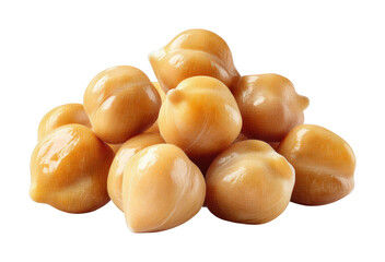 Pile of fresh shiny chickpeas isolated on white background