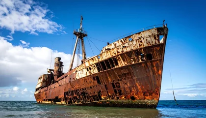 Fototapeten Rusty ship wreck on beach © iya