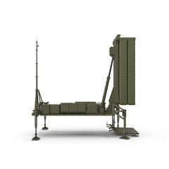 Fototapeta premium Iron-Dome-Air-Defense-Batteries.H12, Armed-Iron-Dome-Mobile-Air-Defense-System.C13, Anti-Drone-System.G07,3D Render of a Mobile Surface-to-Air Missile System