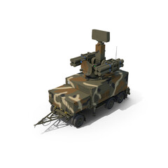 Mobile Surface-to-Air Missile System with Radar, Missile-Launch-System-Crotale-NG.I08 and NG.I01, Mobile Air Defense System on a Camouflaged Truck