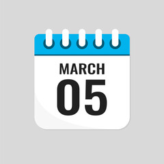 Icon page calendar day - 5 March