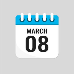 Icon page calendar day - 8 March