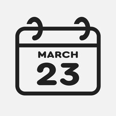 Icon page calendar day - 23 March