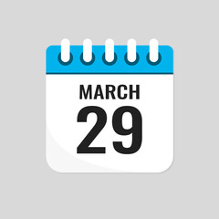 Icon page calendar day - 29 March