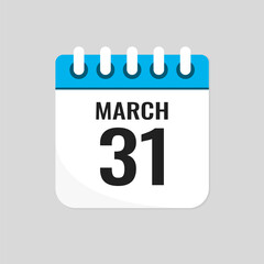 Icon page calendar day - 31 March