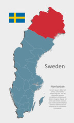 Vector map Sweden - region Norrbotten