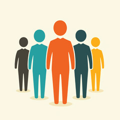 Leader and a group of others, vector style simple color