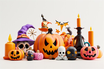 halloween pumpkins holiday theme on white background orange