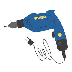 drill hand tools illustration in flat design style