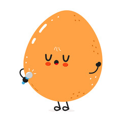 Cheerful Egg holding microphone and singing, adorable character enjoying music