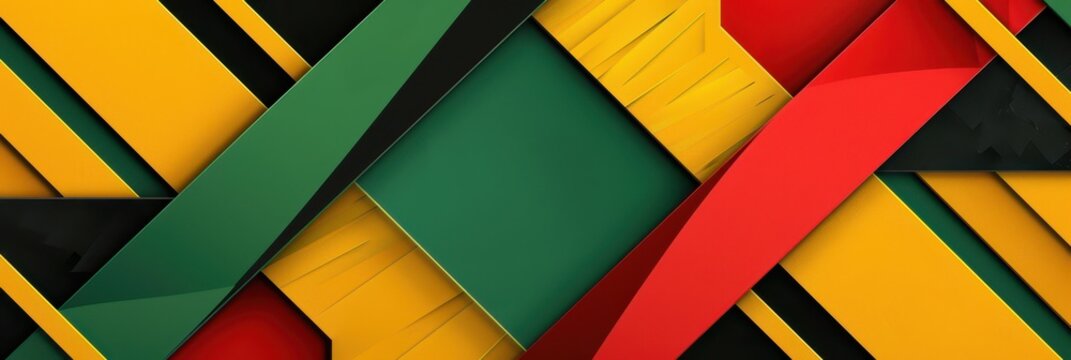 Vibrant juneteenth freedom day celebration - abstract geometric design in red, green, and yellow. Horizontal banner. Copy space. Kwanzaa. Black History Month. Abstract geometric background - Powered by Adobe