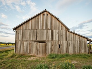 Old Wooden Shed in Rural Farm Setting