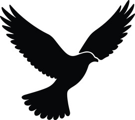 Silhouette dove flying freedom bird open wings vector illustration