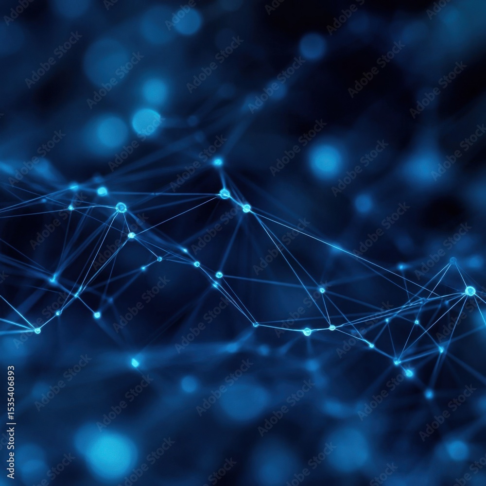 Poster exploring the depths of abstract digital connections: a stunning visualization of networked lights a