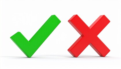 Check and Cross Marks isolated on white background