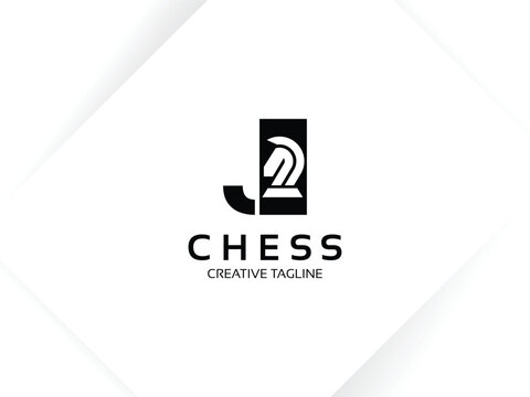 Letter J chess logo design template. Monogram knight logo - Powered by Adobe