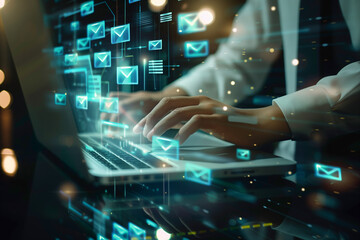 AI-Based Document Management Interface on Laptop Screen
