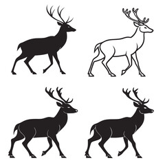 Elegant deer silhouettes collection in vector format suitable for logos and decorative design projects