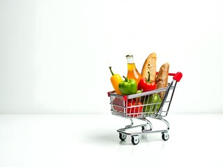shopping cart with groceries