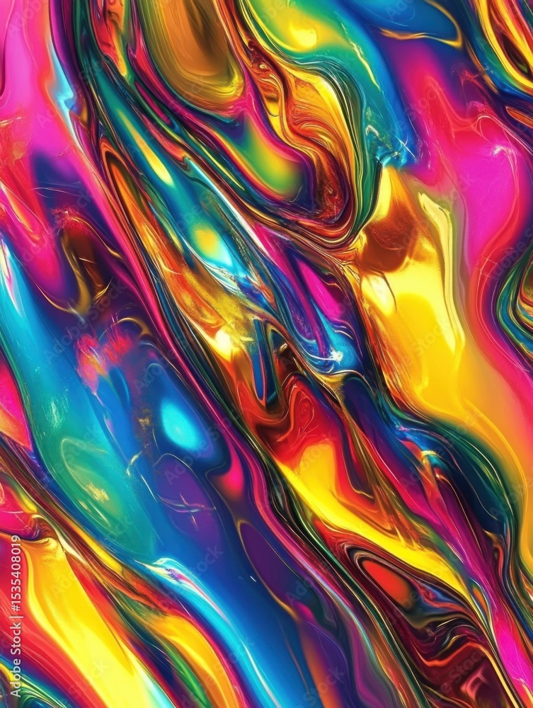 Poster vibrant abstract swirls of colorful fluid art displaying a dynamic composition of striking hues and 