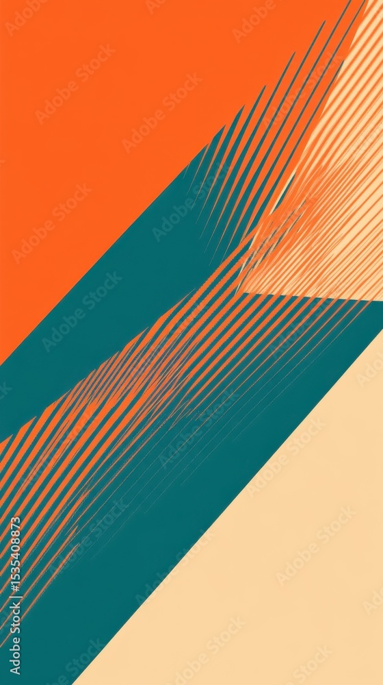 Poster a vibrant abstract composition featuring angular shapes and dynamic lines that intersect boldly in b