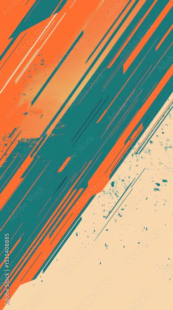 Aufkleber abstract composition of vibrant orange and blue graphic lines creating dynamic movement and energy i