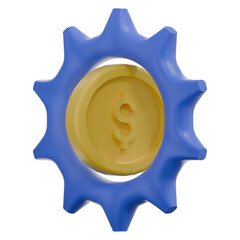 Dollar Coin in Blue Gear 3D Render