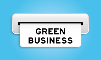White coupon banner with word green business from machine on blue color background
