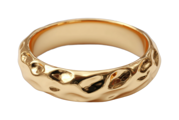 Elegant hammered gold ring with unique textured design