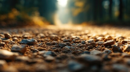 Obraz premium Close-up view of small stones on a forest path.