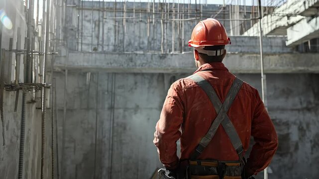Construction Site Underway and Diligent Worker