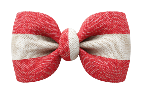Red and white woven bow tie with stripe pattern on black - Powered by Adobe