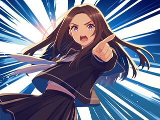 鋭い指摘をするアニメ調の美少女