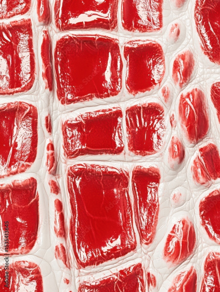 Aufkleber a close-up view of textured red surface resembling alligator skin, highlighting unique patterns and 