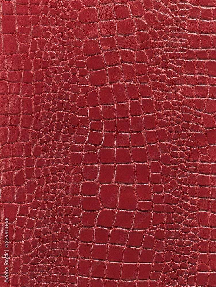 Poster a close-up of luxurious red crocodile leather texture showcasing intricate patterns and rich color d