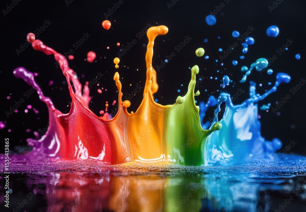 Poster vibrant splash of colors: an artistic representation of liquid dynamics captured with stunning detai