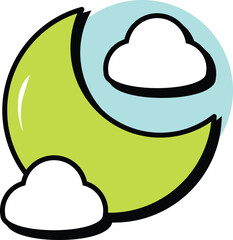 Weather and Season Circle Color Outline Icons Pack and Illustrations