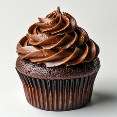 Chocolate cupcake with creamy swirl frosting high resolution picture