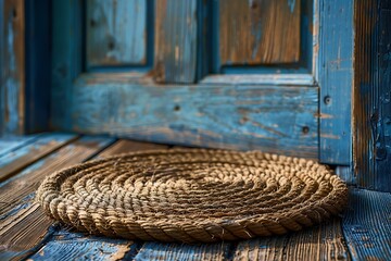 Circular jute mat with vintage high resolution picture
