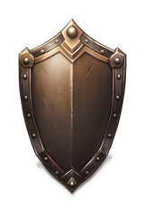 Sturdy medieval metal shield with rivets and central reinforcement