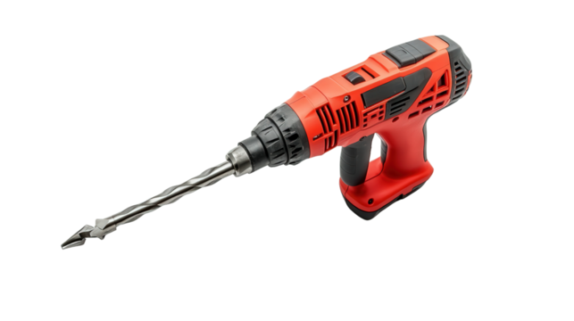 Cordless mini jackhammer tool, Transparent background, PNG file