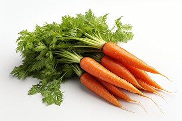 Orange carrots placed together on a white background.