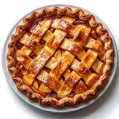 Classic lattice apple pie with golden crust high resolution picture