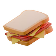 3D Render of a Ham and Cheese Sandwich